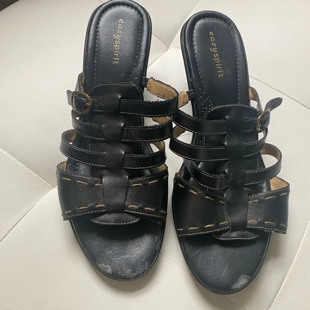 Easy Spirit Black Wedge Sandals
